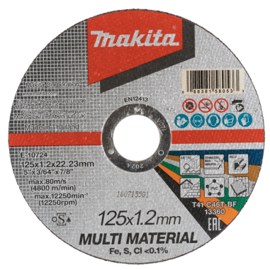 DISQUE À TRONCONNER 125MM MULTIMATERIAUX / E 10724 / 0088381580533 - D'ORIGINE MAKITA
