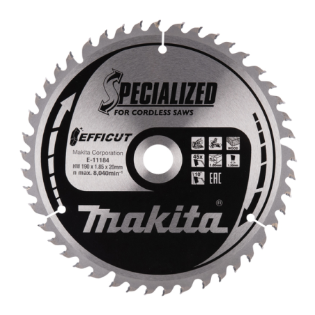 LAME EFFICUT BOIS 190x20MM 45D - E 11184 - 0088381581882 - D'ORIGINE MAKITA