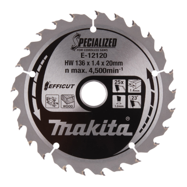 LAME CARBURE EFFICUT 136x20x25T - E 12120 - 0088381585484 - D'ORIGINE MAKITA