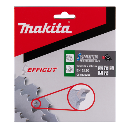 LAME CARBURE EFFICUT 136x20x25T - E 12120 - 0088381585484 - D'ORIGINE MAKITA