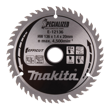 LAME CARBURE EFFICUT 136x20x45T - E 12136 - 0088381585491 - D'ORIGINE MAKITA