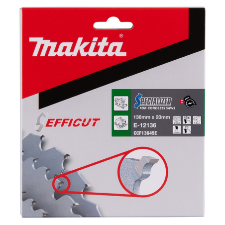 LAME CARBURE EFFICUT 136x20x45T - E 12136 - 0088381585491 - D'ORIGINE MAKITA