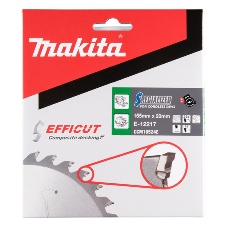 LAME CIRC EFFICUT BOIS COMPOSITE 165x20MM 24D - E 12217 - 0088381584753 - D'ORIGINE MAKITA