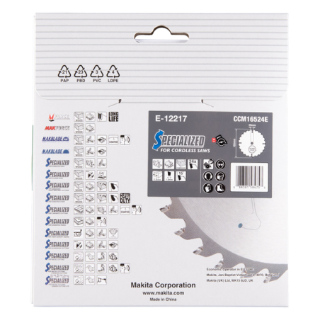 LAME CIRC EFFICUT BOIS COMPOSITE 165x20MM 24D - E 12217 - 0088381584753 - D'ORIGINE MAKITA
