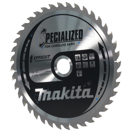 LAME CIRC EFFICUT BOIS COMPOSITE 165x20MM 40D - E 12223 - 0088381584760 - D'ORIGINE MAKITA