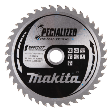 LAME CIRC EFFICUT BOIS COMPOSITE 165x20MM 40D - E 12223 - 0088381584760 - D'ORIGINE MAKITA