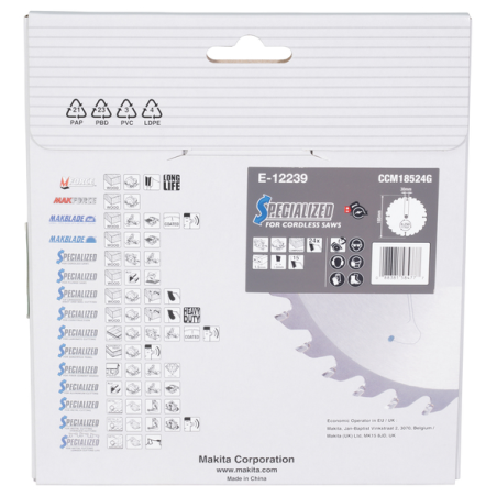 LAME CIRC EFFICUT BOIS COMPOSITE 185x30MM 24D - E 12239 - 0088381584777 - D'ORIGINE MAKITA