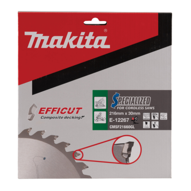 LAME CIRC EFFICUT BOIS COMPOSITE 216x30MM 60D - E 12267 - 0088381584791 - D'ORIGINE MAKITA