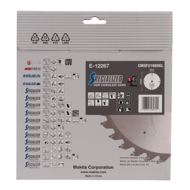 LAME CIRC EFFICUT BOIS COMPOSITE 216x30MM 60D - E 12267 - 0088381584791 - D'ORIGINE MAKITA