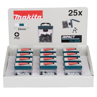 PACK IMPACT BLACK PH2 25MM 25PCS X12 - E 12360 12 - 0088381586573 - D'ORIGINE MAKITA
