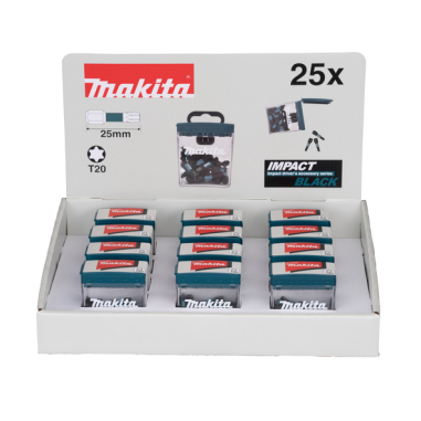 PACK IMPACT BLACK T20 25MM 25PCS X12 - E 12382 12 - 0088381586610 - D'ORIGINE MAKITA