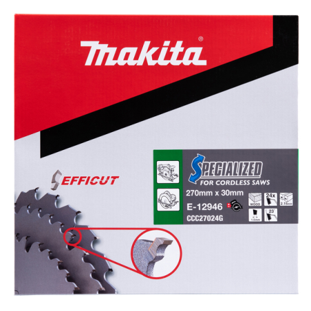 LAME CARBURE EFFICUT 270X30MM 24D - E 12946 - 0088381589956 - D'ORIGINE MAKITA