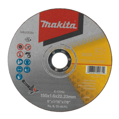 DISQUE À TRONCONNER FIN 150X1,6X22,23MM / E 13742 / 0088381592314 - D'ORIGINE MAKITA