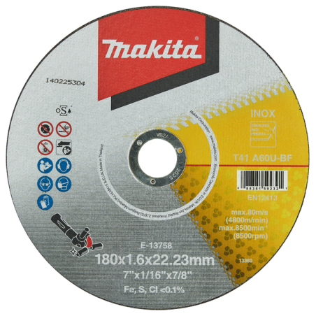 DISQUE À TRONCONNER FIN 180X1,6X22,23MM / E 13758 / 0088381592321 - D'ORIGINE MAKITA