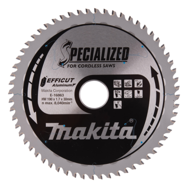 LAME CARBURE ALU EFFICUT 190X30MM 60D - E 16863 - 0088381791847 - D'ORIGINE MAKITA