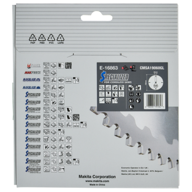 LAME CARBURE ALU EFFICUT 190X30MM 60D - E 16863 - 0088381791847 - D'ORIGINE MAKITA