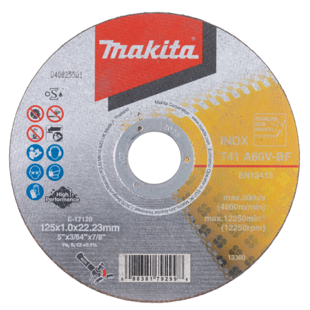 DISQUE A TRONC METAL ET INOX A60U 125x1MM (X12) / E 17120 12 / 0088381793001 - D'ORIGINE MAKITA