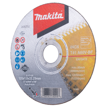 DISQUE A TRONC METAL ET INOX A60U 125x1MM (X12) / E 17120 12 / 0088381793001 - D'ORIGINE MAKITA