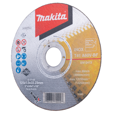 DISQUE A TRONC METAL ET INOX A60U 125x1MM (X12) / E 17120 12 / 0088381793001 - D'ORIGINE MAKITA