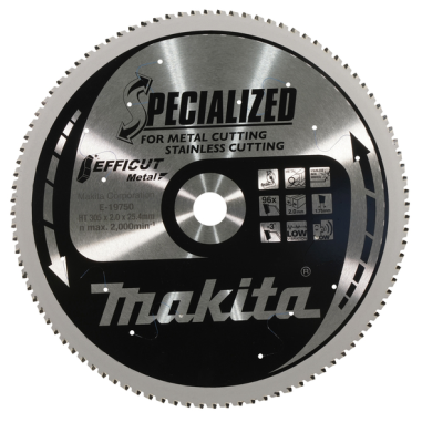 LAME CARBURE BOIS EFFICUT 305X25,4MM 96D - E 19750 - 0088381787802 - D'ORIGINE MAKITA