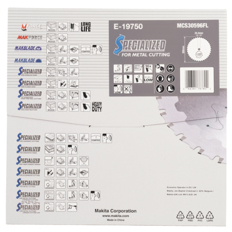 LAME CARBURE BOIS EFFICUT 305X25,4MM 96D - E 19750 - 0088381787802 - D'ORIGINE MAKITA
