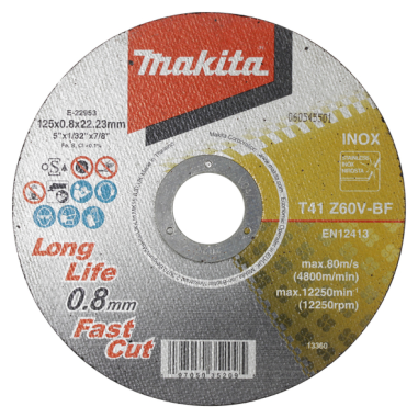 DISQUE A TRONCONNER METAL 125X0,8X22,23MM Z60V / E 22953 / 0197050352095 - D'ORIGINE MAKITA