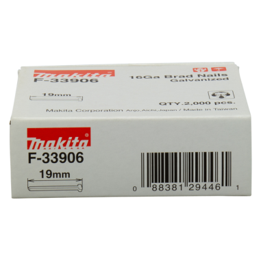 CLOU 19mm(2000)16GA GALVA GF600 / F 33906 / 0088381294461 - D'ORIGINE MAKITA CLOU 19mm(2000)16GA GALVA GF600 / F 33906 / 0088381294461 - D'ORIGINE MAKITA