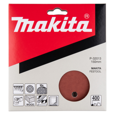DISQUE ABRASIF 8+1 TROUS BOIS/MET 150MM G400(10 PCS) / P 32013 / 0088381960175 - D'ORIGINE MAKITA