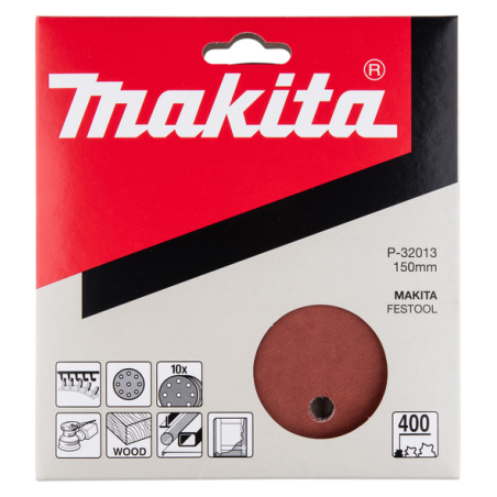 DISQUE ABRASIF 8+1 TROUS BOIS/MET 150MM G400(10 PCS) / P 32013 / 0088381960175 - D'ORIGINE MAKITA