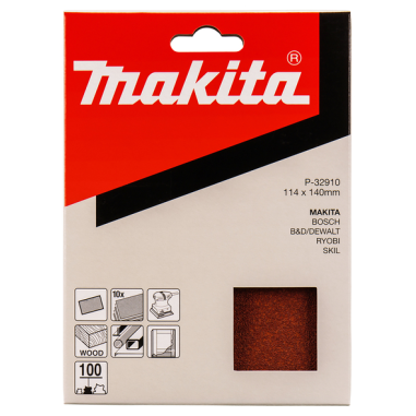 FEUILLE RECT BOIS/MET 114X140MM G100 (X10) / P 32910 / 0088381961073 - D'ORIGINE MAKITA