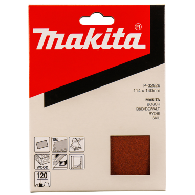 FEUILLE RECT BOIS/MET 114X140MM G120 (X10) / P 32926 / 0088381961080 - D'ORIGINE MAKITA