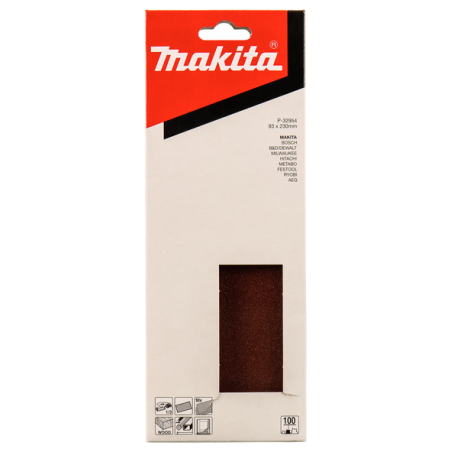 FEUILLE RECT BOIS/MET 93X230MM G100 (X10) / P 32954 / 0088381961110 - D'ORIGINE MAKITA