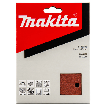 FEUILLE RECT 3+3 BOIS/MET 114X102MM G60 (X10) / P 33093 / 0088381961257 - D'ORIGINE MAKITA