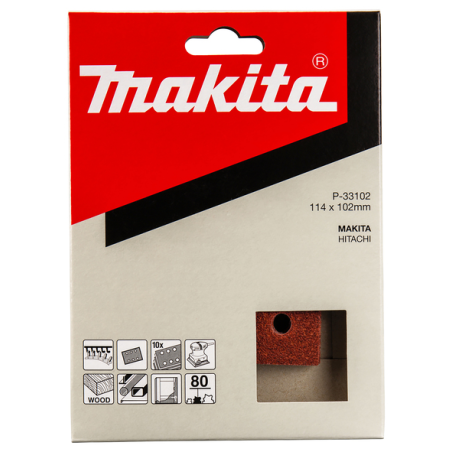 FEUILLE RECT 3+3 BOIS/MET 114X102MM G80 (X10) / P 33102 / 0088381961264 - D'ORIGINE MAKITA