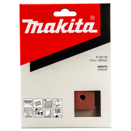 FEUILLE RECT 3+3 BOIS/MET 114X102MM G100 (X10) / P 33118 / 0088381961271 - D'ORIGINE MAKITA