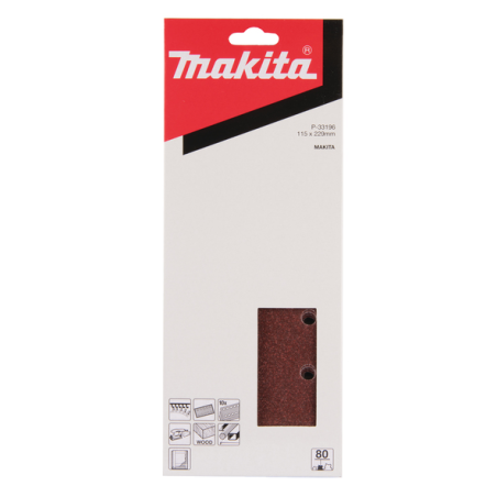 FEUILLE RECT 5+5 BOIS/MET 115X229MM G80 (X10) / P 33196 / 0088381961356 - D'ORIGINE MAKITA