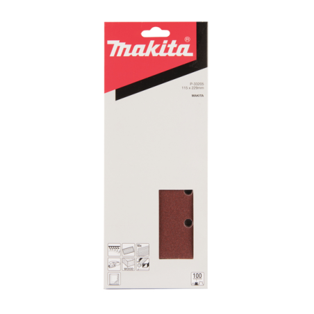 FEUILLE RECT 5+5 BOIS/MET 115X229MM G100 (X10) / P 33205 / 0088381961363 - D'ORIGINE MAKITA