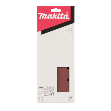 FEUILLE RECT 5+5 BOIS/MET 115X229MM G180 (X10) / P 33233 / 0088381961394 - D'ORIGINE MAKITA