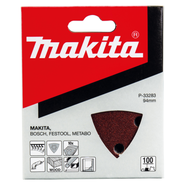 FEUILLE TRIAN BOIS/MET 94X94MM G100 (X10) / P 33283 / 0088381961448 - D'ORIGINE MAKITA