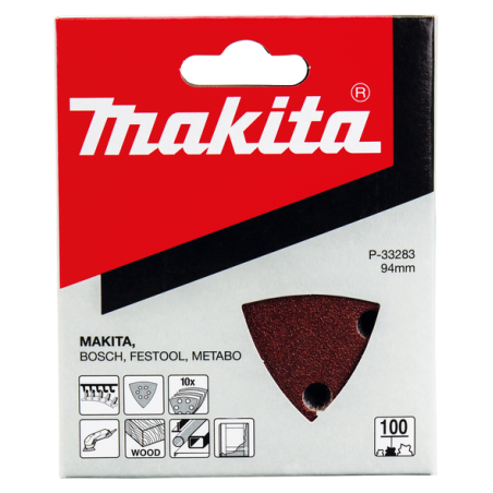 FEUILLE TRIAN BOIS/MET 94X94MM G100 (X10) / P 33283 / 0088381961448 - D'ORIGINE MAKITA