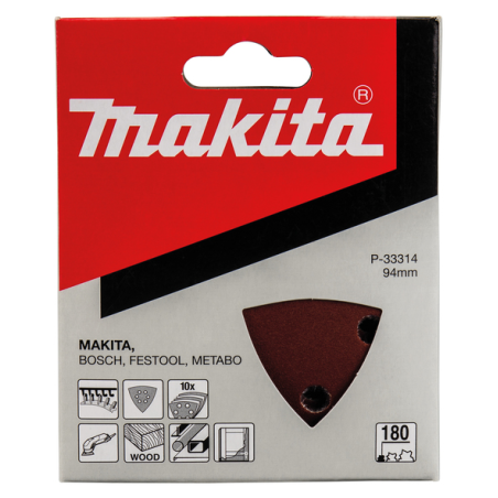 FEUILLE TRIAN BOIS/MET 94X94MM G180 (X10) / P 33314 / 0088381961479 - D'ORIGINE MAKITA