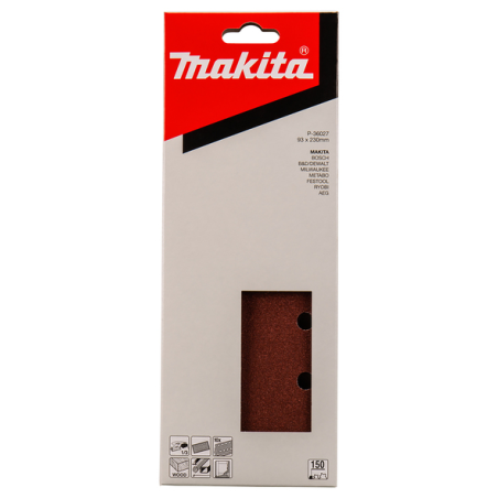 FEUILLE RECT 4+4 BOIS/MET 93X230MM G150 (X10) / P 36027 / 0088381966184 - D'ORIGINE MAKITA