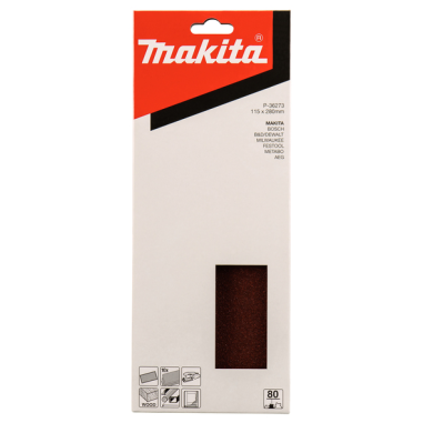 FEUILLE RECT BOIS/MET 115X280MM G80 (X10) / P 36273 / 0088381966436 - D'ORIGINE MAKITA