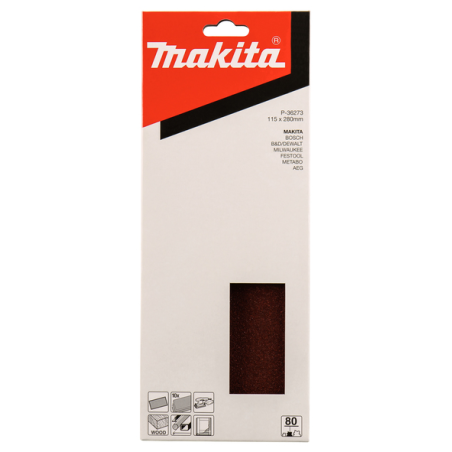 FEUILLE RECT BOIS/MET 115X280MM G80 (X10) / P 36273 / 0088381966436 - D'ORIGINE MAKITA