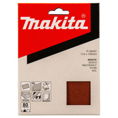FEUILLE RECT BOIS/MET 114X140MM G80 (X10) / P 36407 / 0088381972116 - D'ORIGINE MAKITA
