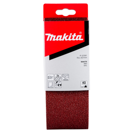 BANDE ABRASIVE BOIS/METAL 76X457MM G40 (X5) / P 37091 / 0088381972802 - D'ORIGINE MAKITA BANDE ABRASIVE BOIS/METAL 76X457MM G40 (X5) / P 37091 / 0088381972802 - D'ORIGINE MAKITA