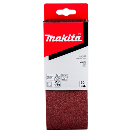 BANDE ABRASIVE BOIS/METAL 76X457MM G60 (X5) / P 37100 / 0088381972819 - D'ORIGINE MAKITA BANDE ABRASIVE BOIS/METAL 76X457MM G60 (X5) / P 37100 / 0088381972819 - D'ORIGINE MAKITA