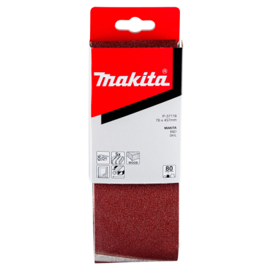 BANDE ABRASIVE BOIS/METAL 76X457MM G80 (X5) / P 37116 / 0088381972826 - D'ORIGINE MAKITA BANDE ABRASIVE BOIS/METAL 76X457MM G80 (X5) / P 37116 / 0088381972826 - D'ORIGINE MAKITA