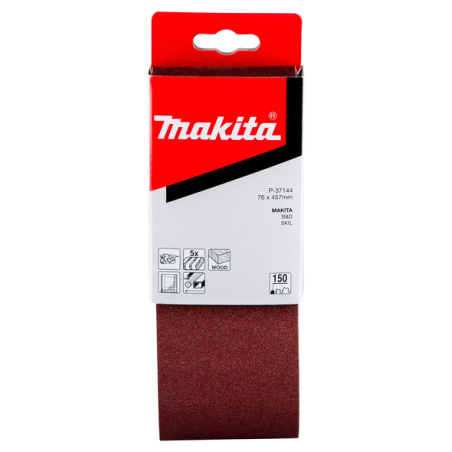 BANDE ABRASIVE BOIS/METAL 76X457MM G150 (X5) / P 37144 / 0088381972857 - D'ORIGINE MAKITA BANDE ABRASIVE BOIS/METAL 76X457MM G150 (X5) / P 37144 / 0088381972857 - D'ORIGINE MAKITA