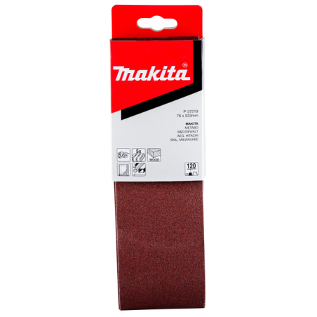 BANDE ABRASIVE BOIS/METAL 76X533MM G120 (X5) / P 37219 / 0088381972925 - D'ORIGINE MAKITA BANDE ABRASIVE BOIS/METAL 76X533MM G120 (X5) / P 37219 / 0088381972925 - D'ORIGINE MAKITA